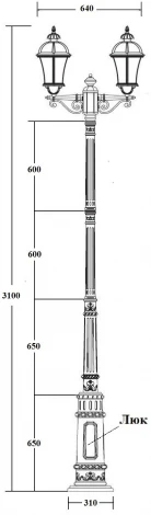 Наземный фонарь Oasis Light ROMA L 95210LA E7 Gb (220V, IP44)
