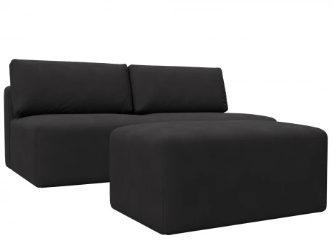 Диван прямой модульный с пуфом Лига-060 НПБ (ЛДСП,Брус,Фанера/Пластик/Замша/Коричневый) Лига Диванов 129666