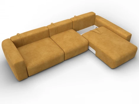 Диван угловой Лига-066 НПБ Лонг угол правый (ЛДСП,Фанера,Брус,Велюр/Желтый) Лига Диванов 131216