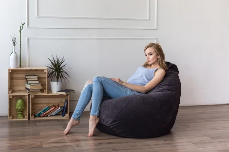 Кресло мешок Dreambag Груша Темно-Серый Микровельвет (2XL, Классический) 5012731