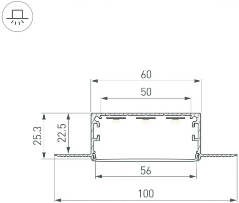 Профиль LINIA60-FANTOM-3000 ANOD (Arlight, Алюминий) 046410