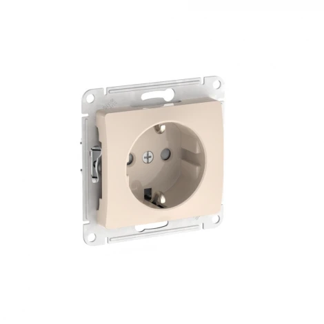 Розетка с заземлением и шторками (бежевый) Systeme Electric GSL000245S