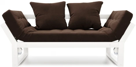 Кушетка Arsko Амбер белая эмаль шоколадный велюр