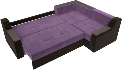 Диван угловой Кронос правый угол (Сиреневый,Коричневый/Микровельвет) Лига Диванов арт.114627