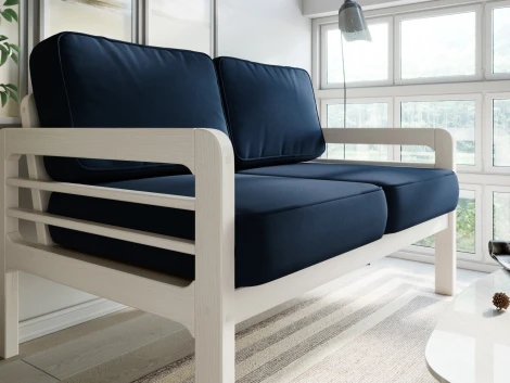 Диван Arsko прямой Бергер М беленый дуб велюр синий