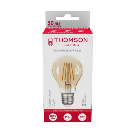 Лампочка светодиодная филаментная прозрачная груша E27 11W Thomson A60 TH-B2112