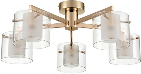 Потолочная люстра на штанге Lumion Verdi 6587/5C золото/прозрачный, металл/стекло E14 5*40W 220V (круглые)