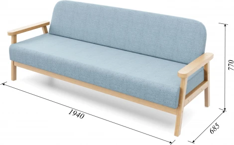 Диван Arsko прямой Флори Б береза рогожка голубая