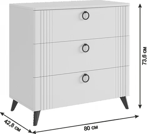 Ева Комод Mebelson (ЛДСП,МДФ,ПВХ,Пластик/Светлое дерево,Белый) арт.KE-02.3101