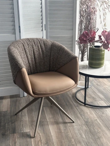 Стул ГИССЕН (GISSEN) 360 град., цвет КОФЕ HP032-08A PU / V885-1, экокожа / ткань / ЛАТТЕ, ®DISAUR M-City 64840