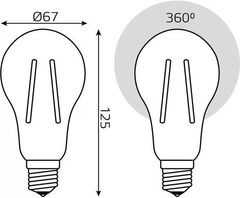 Лампочка светодиодная филаментная Gauss Filament 40712112 А70 21W 1900lm 2700К Е27 LED