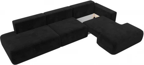 Диван угловой Лига-036 НПБ Модерн Лонг правый угол (Черный/Велюр) Лига Диванов арт.121431