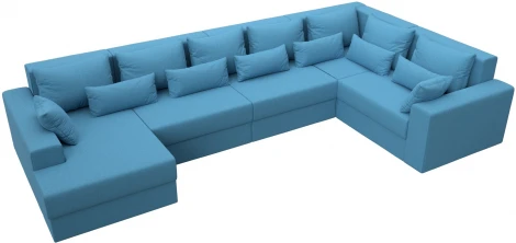 Диван П-образный Майами левый угол (Голубой/Рогожка) Лига Диванов арт.123254L
