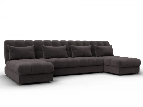 Диван П-образный Лига-116 НПБ (ДСП,ЛДСП,Велюр/Коричневый) Лига Диванов 137330