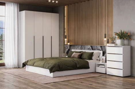 Шкаф Woodville Даиго четырехстворчатый белый текстурный арт.593701