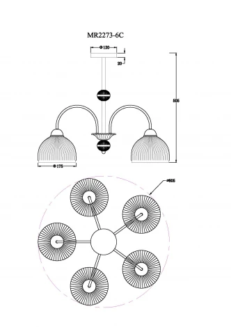 Потолочная люстра на штанге MyFar Flora MR2273-5C (220V)