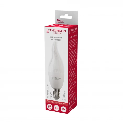 Лампочка светодиодная белая свеча на ветру E14 6W Thomson Tail Candle TH-B2026