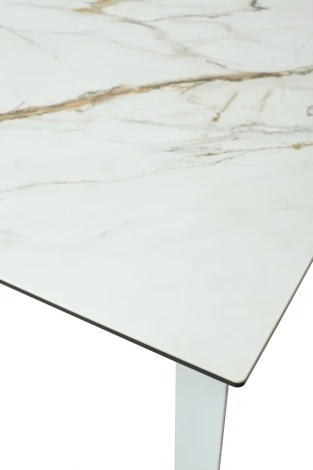 Стол CREMONA 180 KL-188 Контрастный мрамор матовый, итальянская керамика/ белый каркас М-City