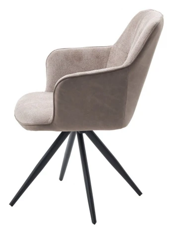 Стул НОРМАН 360 град., цвет BELLA-03/CYPRUS-03 латте, шенилл/замша / черный каркас M-City 64624