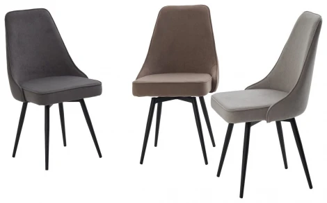 Стул БЕРТИ 360 град. поворот. B22 Серый, велюр / черный каркас M-City 64734