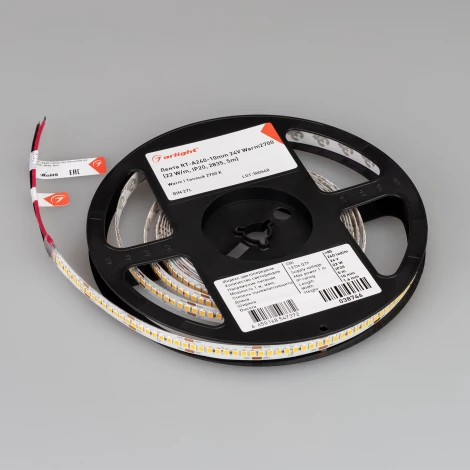 Светодиодная лента RT-A240-10mm 24V Warm2700 (22 W/m, IP20, 2835, 5m) (Arlight, высок.эфф.150 лм/Вт) 038746
