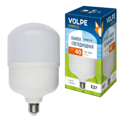 Лампочка светодиодная цилиндр белая E27 40W 4000K Volpe LED-M80-40W/NW/E27/FR/S