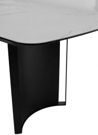 Стол RASMUS 160 TL-45 Белый мрамор, испанская керамика / черный каркас М-City