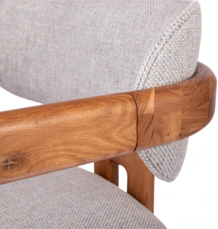 Стул Bradexhome Rich рогожка бежево-голубая с ножками цвета орех