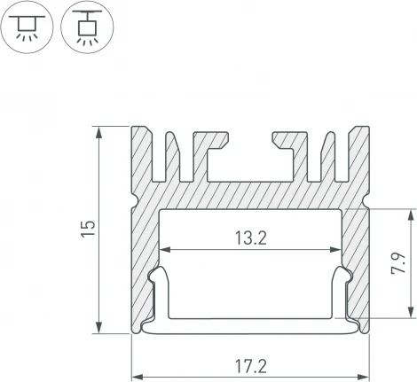 Профиль LINE-1716-2000 ANOD (Arlight, Алюминий) 046076