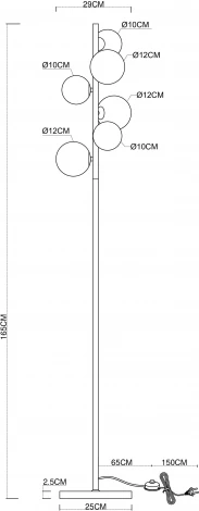 Торшер Arte Lamp Gemini A2243PN-6BK (220V, выключатель, шарики)