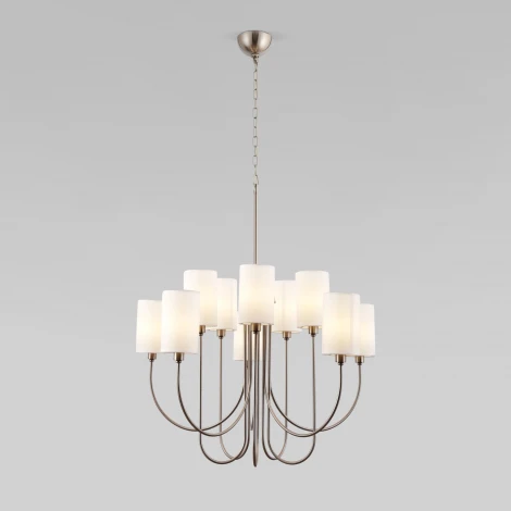 Подвесная люстра Wi-Fi Eurosvet Abbey 60164/10 никель (220V, управление смартфоном, голосовое управление, умный дом - Minimir Home, Алиса, Маруся, Салют, на цепи)