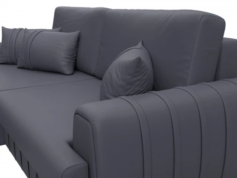 Диван угловой Лига-057 НПБ угол левый (ЛДСП,Брус,Фанера/Пластик/Экокожа/Серый) Лига Диванов 130035L