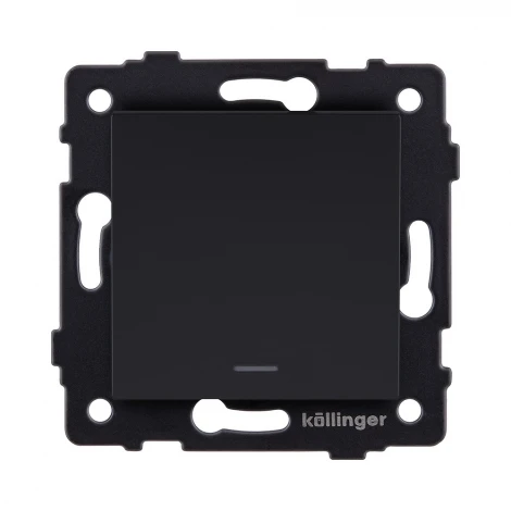 Выключатель 1-клавишный проходной 10А/250В с LED подсветкой, черный матовый Kollinger REA-S-004BM для Aspekt, Eleganz, Reflex
