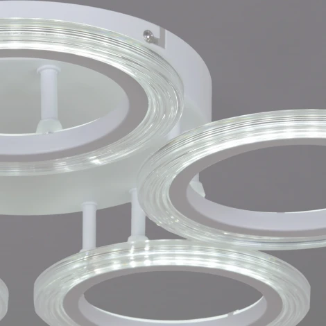 Потолочная люстра светодиодная на штанге с пультом Reluce 09812-3.3-05A WH (ночной режим, 220V, кольцо)