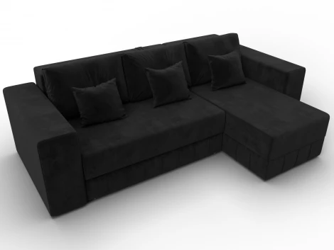 Диван угловой Лига-076 угол универсальный (ДСП/Пластик/Велюр/Черный) Лига Диванов 129845