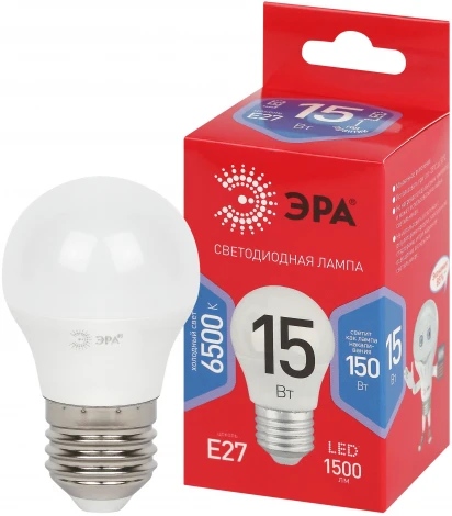 Лампочка светодиодная E27 15Вт ЭРА LED P45-15W-865-E27 R LED P45-15W-865-E27 R