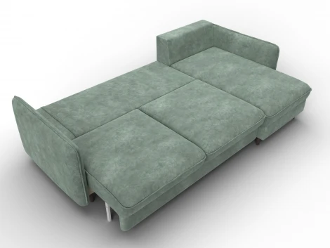 Диван угловой Лига-064 НПБ угол универсальный (ДСП/Дерево/Велюр/Зеленый) Лига Диванов 129642