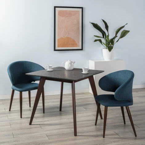 Стол R-Home Лунд 860*860 мрамор Графит Темный орех