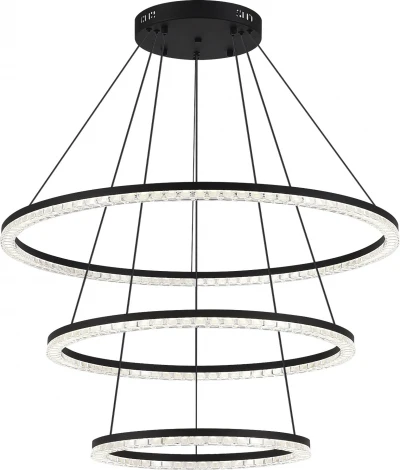 Подвесной светильник ярусный ST Luce SL1018 SL1018.403.03 черный/прозрачный LED 3*130W 4000K (220V, на тросе, кольцо)