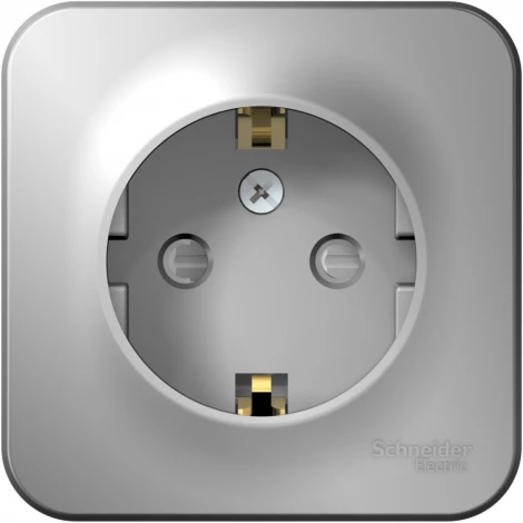Розетка накладная с заземлением и шторками (алюминий) Systeme Electric Blanca BLNRA011113