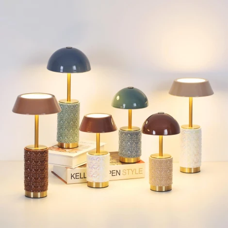 Настольная лампа беспроводная Odeon Light Lulu 5454/6TL светлая бронза/кофейный/жемчужный/металл/керамик LED*6W 3000K