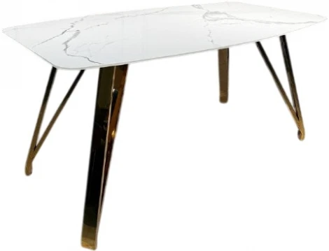 Стол обеденный IST-CASA Соар-2 F-1690,160х90х76 см, бело-серая керамика/золото