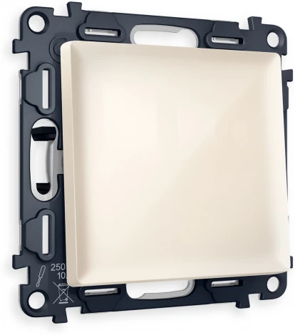 Комплект механизма Ambrella Volt 1-клавишного перекрестного выключателя ALFA MA301030 Бежевый глянец QUANT