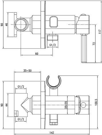 Гигиенический душ IDDIS Spring 004SBS0i08 со смесителем, С ВНУТРЕННЕЙ ЧАСТЬЮ