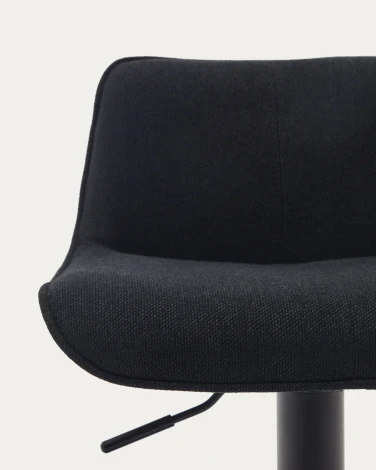 Барный стул Zenda из черной синели и матовой черной стали 81-102 см La Forma (ex Julia Grup) арт.166649