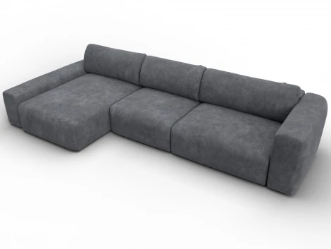 Диван угловой Лига-066 НПБ Лонг угол левый (ЛДСП,Фанера,Брус,Велюр/Темно-серый) Лига Диванов 131217L