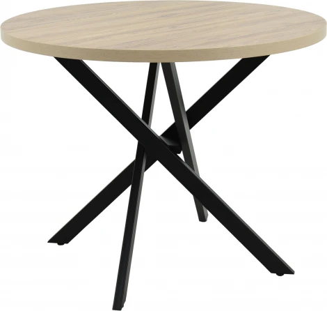 Стол Аврора Рига D950,Дуб Сильверджек Ореховый, Поненте/Чёрный