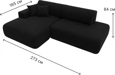 Диван угловой Лига-036 НПБ Модерн левый угол (Черный/Микровельвет) Лига Диванов арт.121399L