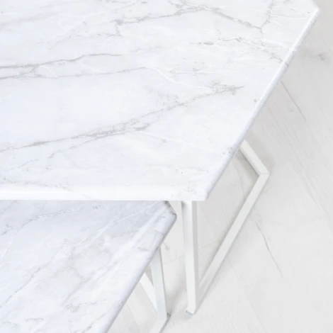 Стол журнальный МеталлАрт М003 белый мрамор/белый Mebelik 009504