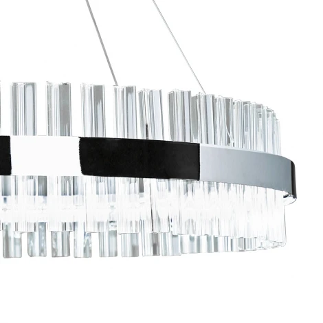 Подвесная люстра с таймером Natali Kovaltseva INNOVATION STYLE 83014 (LED, 220V, хрусталь, пульт управления, управление смартфоном, умный дом - LampSmart, на тросе, кольцо)